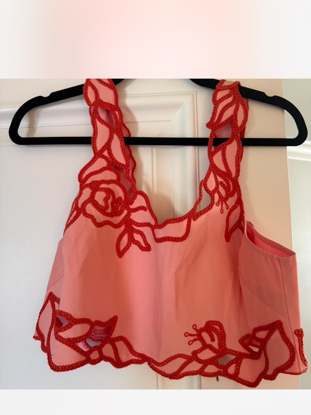 Cinq a sept Pink Floral-Trim Crop Tank Top - Picture 2 of 3